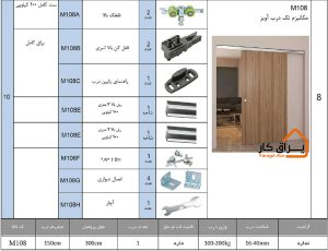 آجزای مکانیزم تک درب آویز INOXA مدل M108 (بدون آرام‌بند)
