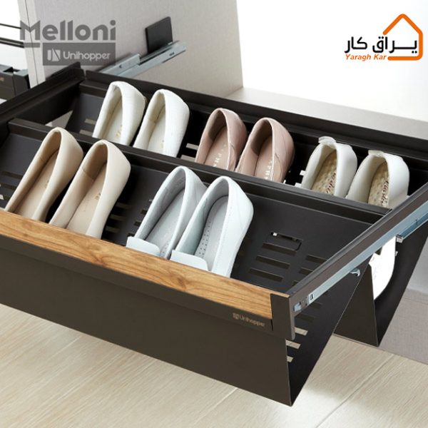جاکفشی فلزی ریلی صفحه مشبک با فرانت چوب ملونی-WS4144